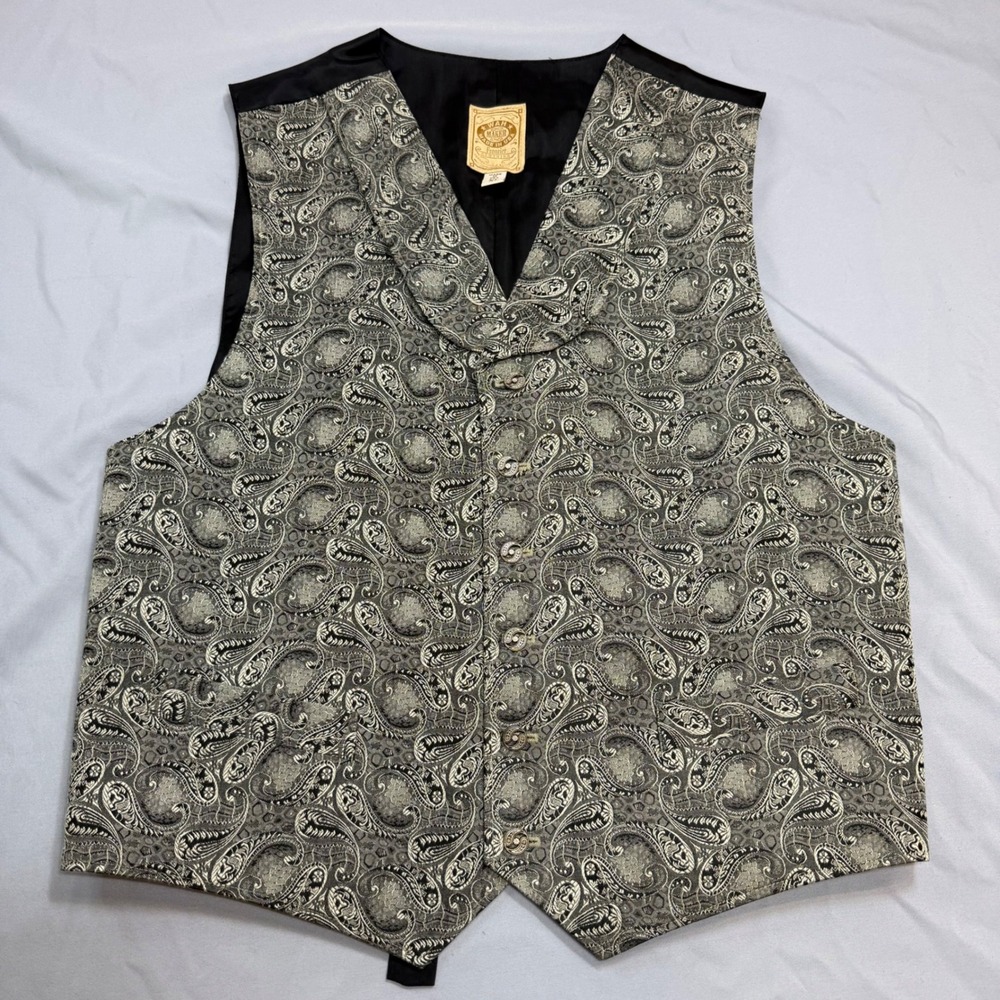 Wah Maker Paisley Vest Men XL Grey Frontier Western Victorian Steampunk